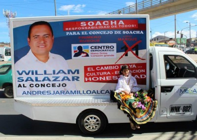 Publicidad para politicos Carro valla party mega eventos centro democratico soacha
